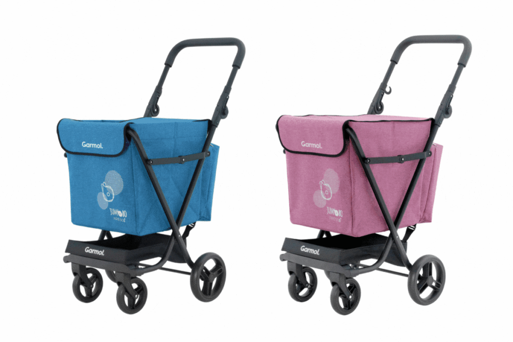 Garmol Jumbo: un carrito de gran capacidad con ruedas giratorias, mango ergonómico y hasta 81L. Perfecto para tus compras semanales.